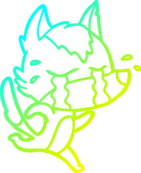 Bir insan tarafından çizilmiş ağlayan kurdun soğuk çizgi çizimi.