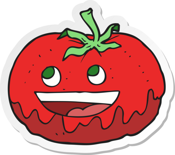 Bir insan tarafından çizilmiş bir domates etiketi.