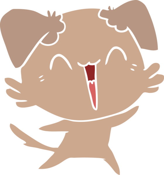 Mutlu küçük köpek düz renkli çizgi film bir insan tarafından çizildi.