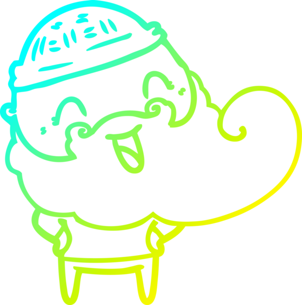 Bir insan tarafından çizilmiş mutlu sakallı bir adamın soğuk hava çizgisi.