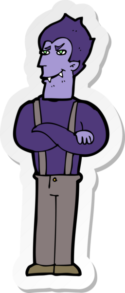 Bir insan tarafından çizilmiş bir vampirin çıkartması.