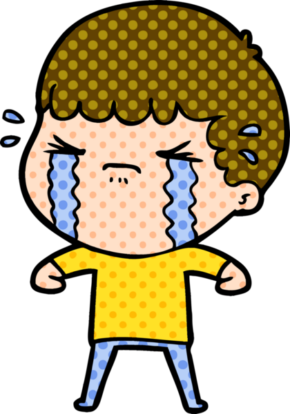 Bir insan tarafından çizilmiş ağlayan çizgi film adamı.