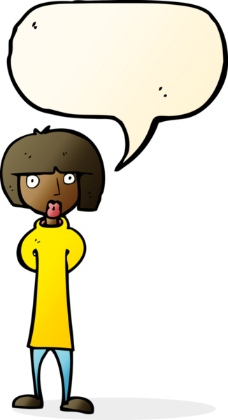 Bir insan tarafından çizilmiş konuşma balonu olan meraklı bir karikatür.