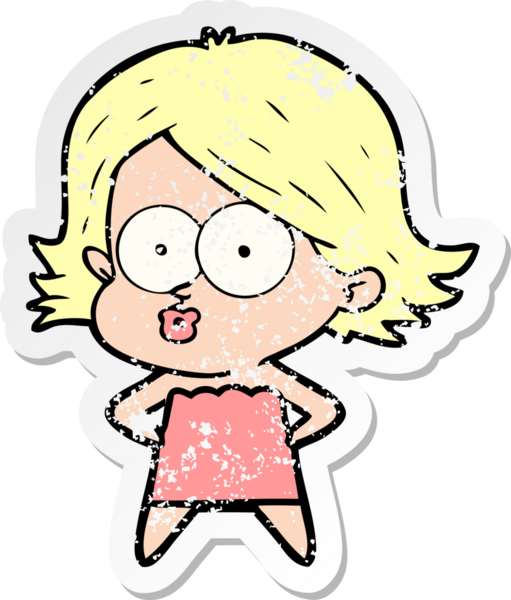 Bir insan tarafından çizilmiş karikatür kızının sıkıntılı çıkartması.