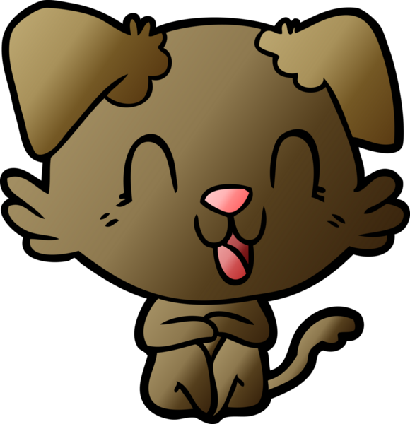 Bir insan tarafından çizilmiş gülen çizgi film köpeği.