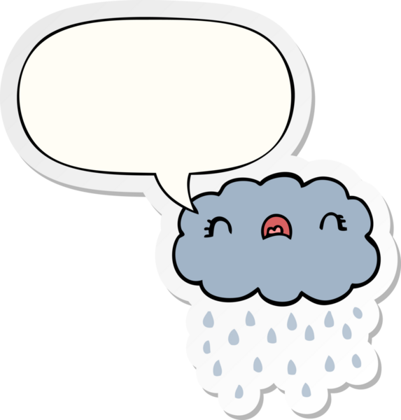 Bir insan tarafından çizilmiş baloncuk çıkartmalı şirin bir çizgi film bulutu.