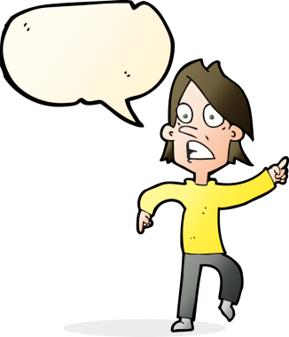 Bir insan tarafından çizilen konuşma baloncuğuyla ilgili endişeli bir çizgi film.