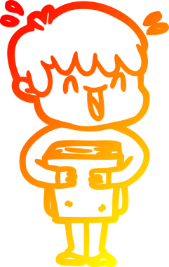 Bir insan tarafından çizilmiş gülen bir çizgi film karakteri çizimi