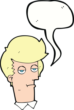 Bir insan tarafından çizilmiş konuşma balonuyla sıkılmış bir adam.