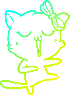 Bir insan tarafından çizilen çizgi film kedisinin soğuk gradyan çizgisi.