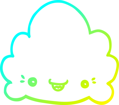 Bir insan tarafından çizilen karikatür bulutunun soğuk gradyan çizimi