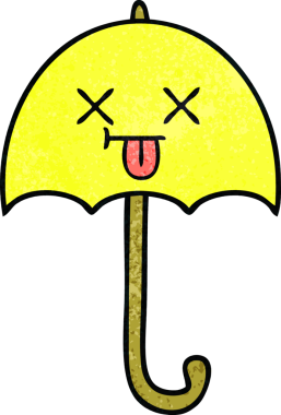 Bir insan tarafından çizilmiş eski grunge desenli şemsiye.