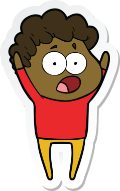 Bir insan tarafından çizilmiş, şaşırarak nefes nefese kalmış bir çizgi film karakterinin çıkartması.