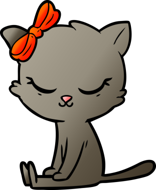 Bir insan tarafından çizilmiş sevimli çizgi film kedisi.