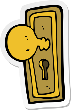 Bir insan tarafından çizilmiş karikatür kapı kolunun çıkartması.