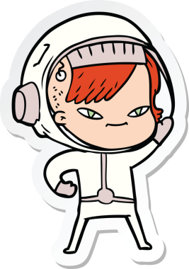 Bir insan tarafından çizilmiş astronot bir kadının çıkartması.