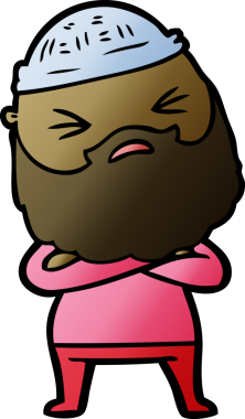 Bir insan tarafından çizilmiş sakallı bir çizgi film adamı.