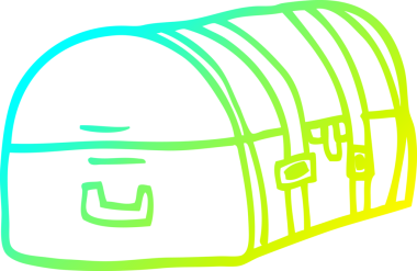 Bir insan tarafından çizilmiş bir karikatür seyahat sandığının soğuk gradyan çizimi