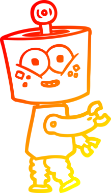 Bir insan tarafından çizilmiş mutlu bir çizgi robot çizimi