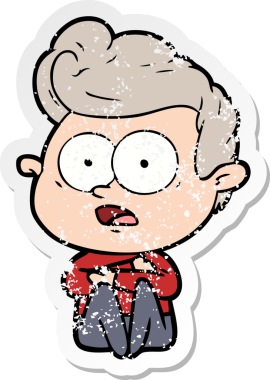 Bir insan tarafından çizilmiş, kederli bir çizgi film çıkartması.