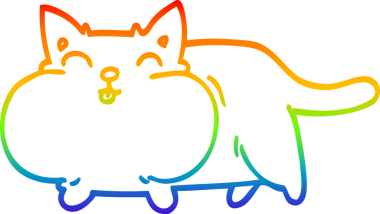 gökkuşağı gradyan çizgi çizimi Bir insan tarafından çizilmiş mutlu kedi