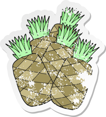 Bir insan tarafından çizilmiş ananas karikatürünün gerilimli yapıştırması.