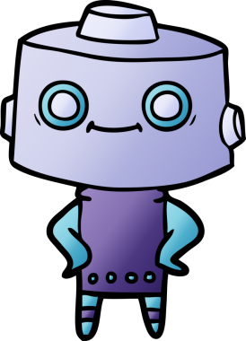 Bir insan tarafından çizilmiş çizgi film robotu