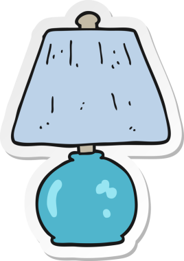 Bir insan tarafından çizilmiş çizgi film lambası çıkartması.