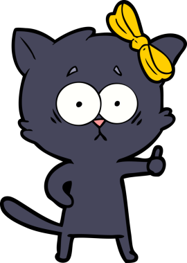 Bir insan tarafından çizilmiş çizgi film kedisi.