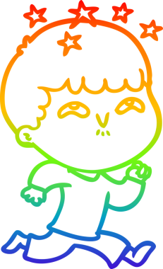 gökkuşağının gradyan çizimi bir çizgi film karakteri tarafından çizilmiş.