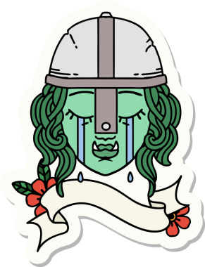 Bir insan tarafından çizilmiş ağlayan bir Ork savaşçı karakterinin çıkartması.