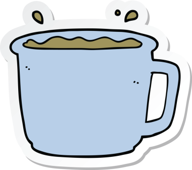 Bir insan tarafından çizilmiş bir kahve fincanının çıkartması.