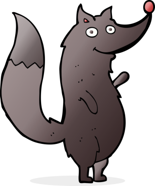 Bir insan tarafından çizilmiş, el sallayan bir kurt.