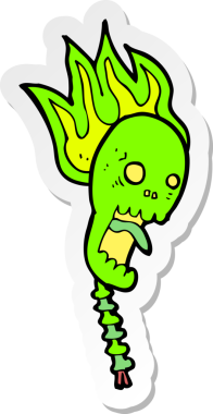 Bir insan tarafından çizilmiş ürkütücü bir kafatası çıkartması.