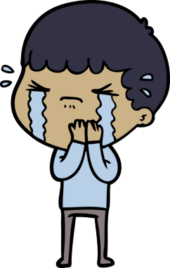 Bir insan tarafından çizilmiş ağlayan çizgi film adamı.