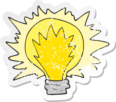 Bir insan tarafından çizilmiş bir karikatür ampulünün gerilimli yapıştırması.