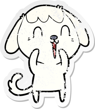 Bir insan tarafından çizilmiş şirin bir köpeğin sıkıntılı çıkartması.