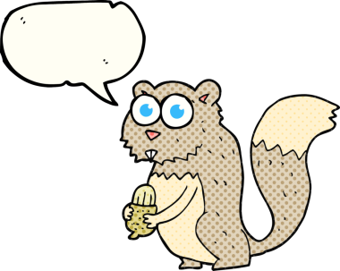 Bir insan tarafından çizilmiş fındıklı kızgın sincap çizgi film karakteri.