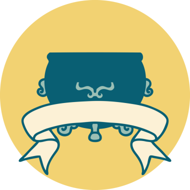 bir insan tarafından çizilmiş bir kazan sancağına sahip dövme biçimi simgesi