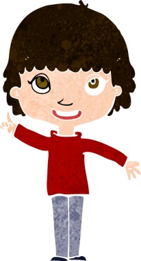 Bir insan tarafından çizilmiş bir fikri olan karikatür kadın.