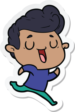 Bir insan tarafından çizilmiş mutlu bir çizgi film karakterinin çıkartması.