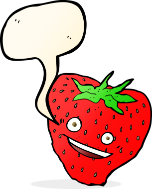 bir insan tarafından çizilmiş konuşma baloncuklu karikatür çileği