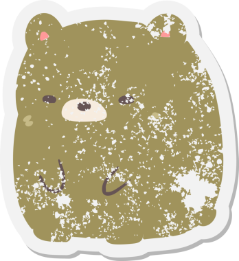 Bir insan tarafından çizilmiş üzgün ayı grunge çıkartması.