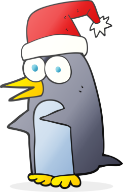 Bir insan tarafından çizilmiş serbest çizilmiş karikatür noel pengueni