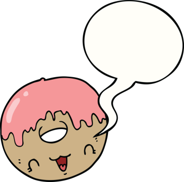 Bir insan tarafından çizilmiş konuşma balonlu tatlı çörek.