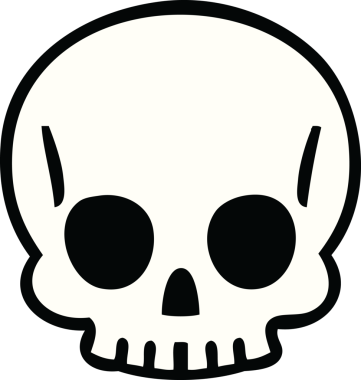 Bir insan tarafından çizilmiş tuhaf bir kafatası.