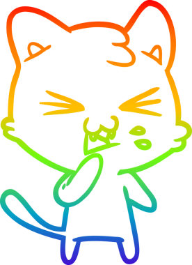Gökkuşağı gradyan çizgi çizimi Bir insan tarafından çizilmiş bir çizgi kedi tıslama