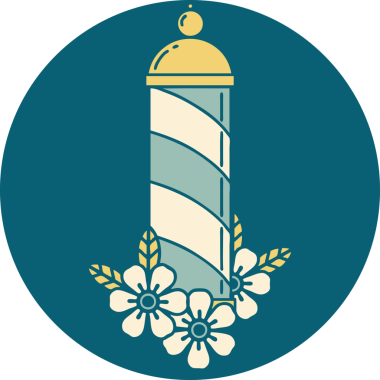 Bir insan tarafından çizilmiş bir berber direğinin sembolik dövmesi.