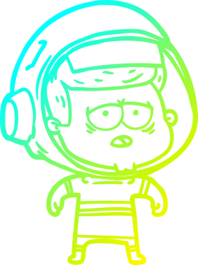 Bir insan tarafından çizilmiş soğuk gradyan çizgi çizimi yorgun astronot