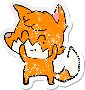 Bir insan tarafından çizilmiş karikatür dostu tilkinin sıkıntılı çıkartması.